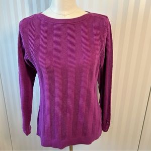 Christopher & Banks deep pink knit long sleeve sweater cuff buttons Size S